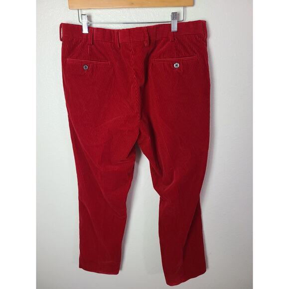 VINTAGE 90S POLO RALPH LAUREN CORDS CORDUROY FLAT FRONT RED TROUSERS 36 - Picture 8 of 13